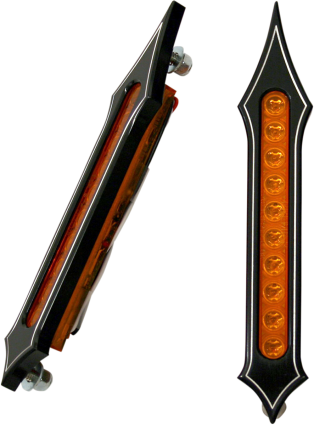 Accutronix Black Amber LED Slotted Tribal Saddlebag Filler Lights Harley Touring