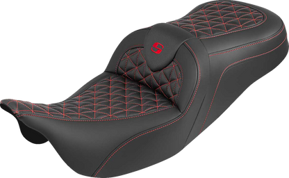 Saddlemen Roadsofa Red Tri Gripper Gel Seat for 2008-2024 Harley Touring FLTR