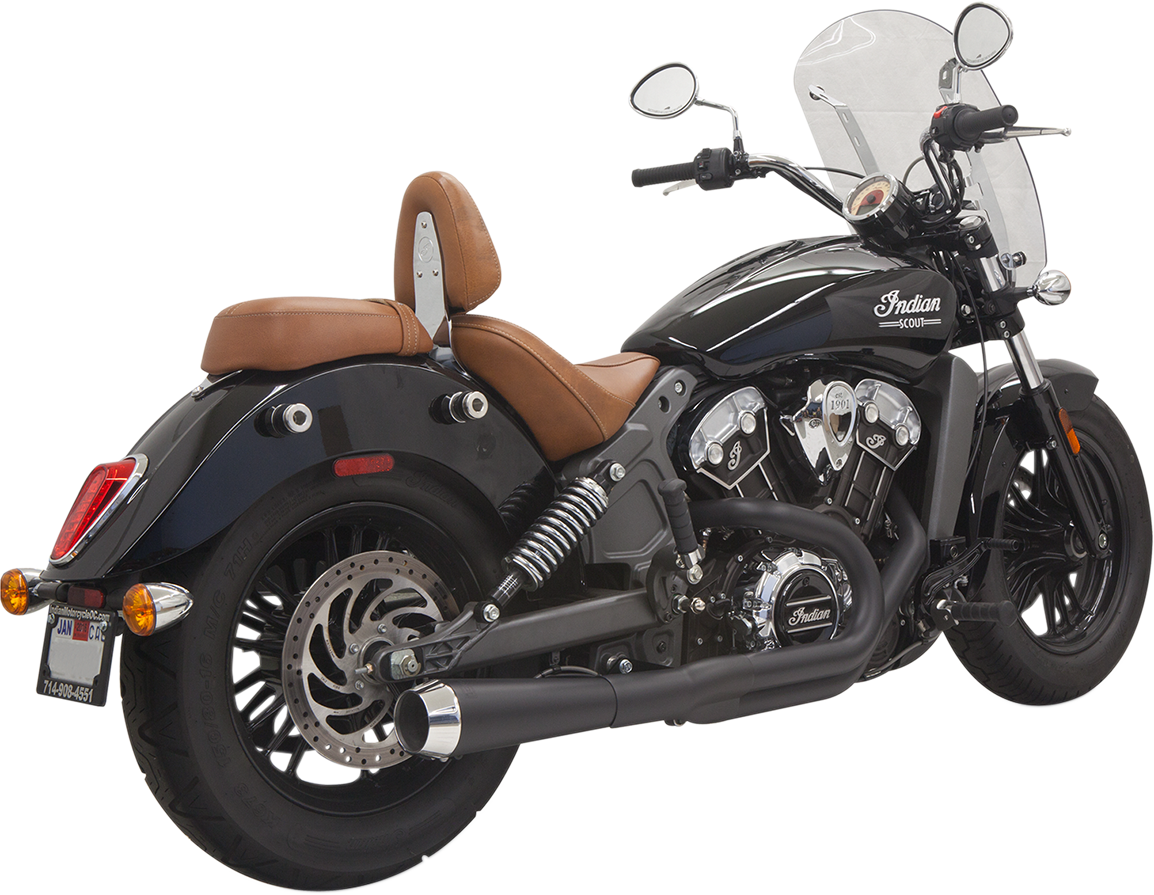 Bassani Black 2-1 Road Rage Megaphone Exhaust for 2015-2024 Indian Scout Bobber
