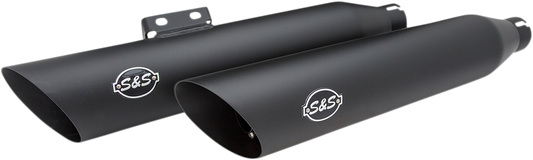 S&S Black Race Dual Slash Cut Slip on Exhaust Mufflers for 18-22 Harley Softail