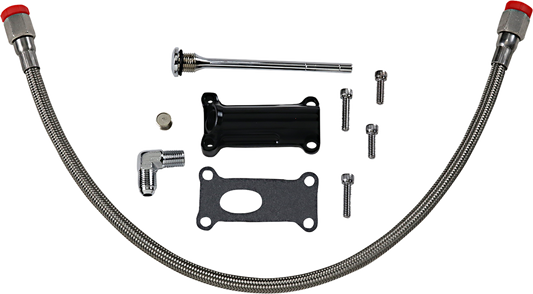 Drag Specialties Black Engine Oil Spout Kit 02-06 Harley Touring FLHR FLTR FLHT