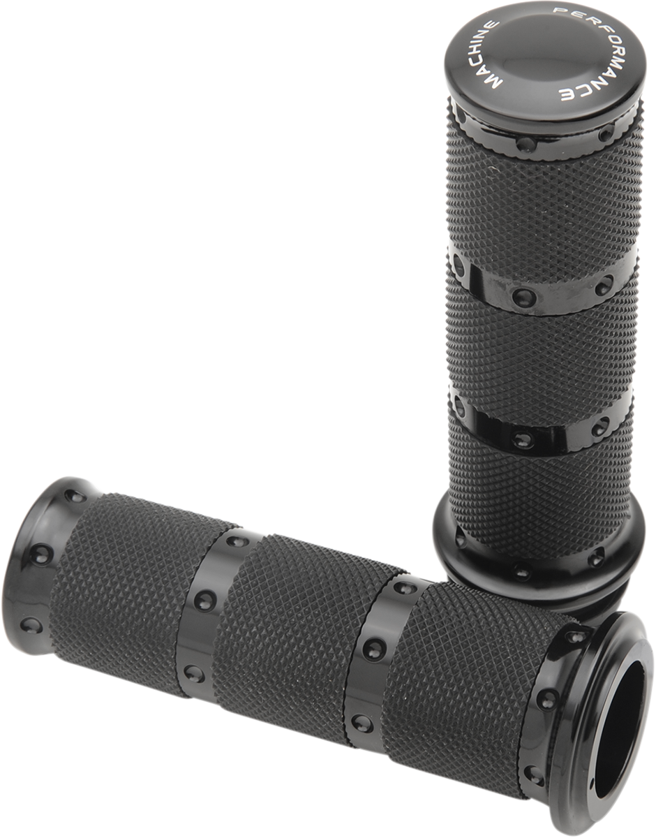 Performance Machine Black 1" TBW Hand Grips for 2008-2024 Harley Touring Softail