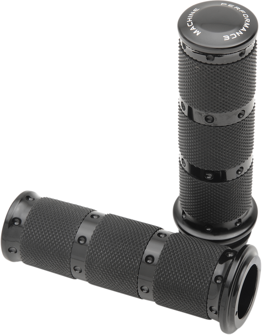 Performance Machine Black 1" TBW Hand Grips for 2008-2024 Harley Touring Softail