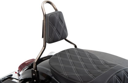 Drag Specialties Black Silver 5-3/4" Backrest Pad for Tapered Round Sissy Bar
