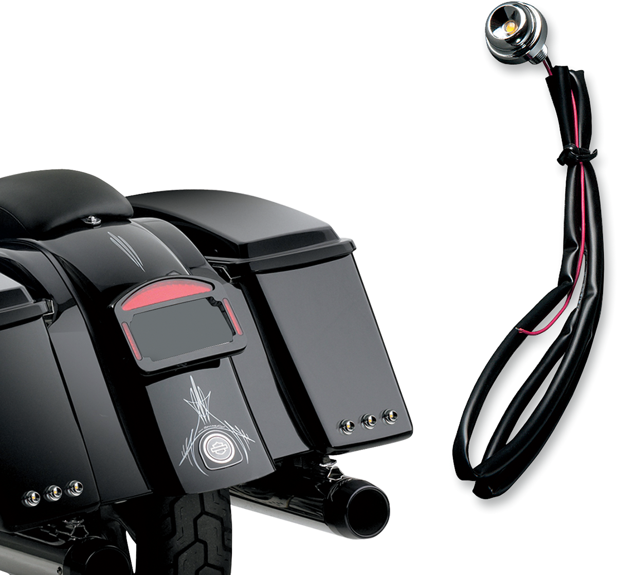 Cycle Visions Lucifer Chrome Pair Red LED Rear Marker Lights for Harley Davidson
