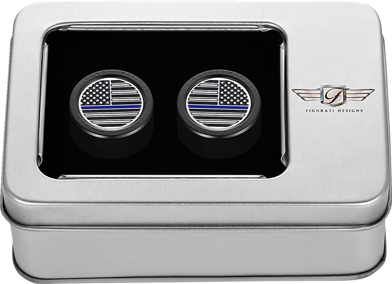 Figurati Blue Line USA Flag Short Magnetic Docking Hardware Covers for Harley