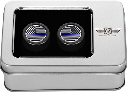 Figurati Blue Line USA Flag Short Magnetic Docking Hardware Covers for Harley
