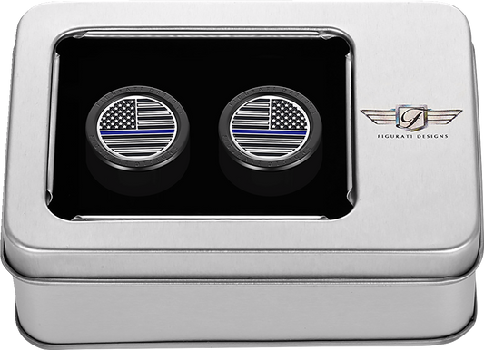 Figurati Blue Line USA Flag Short Magnetic Docking Hardware Covers for Harley