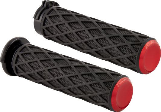 Arlen Ness Red Diamond Grips for 1980-2022 Harley Roadster Super Electra Glide