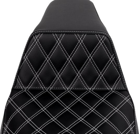 Saddlemen Step-Up White Lattice Stitch Gel Seat for 2008-2024 Harley Touring