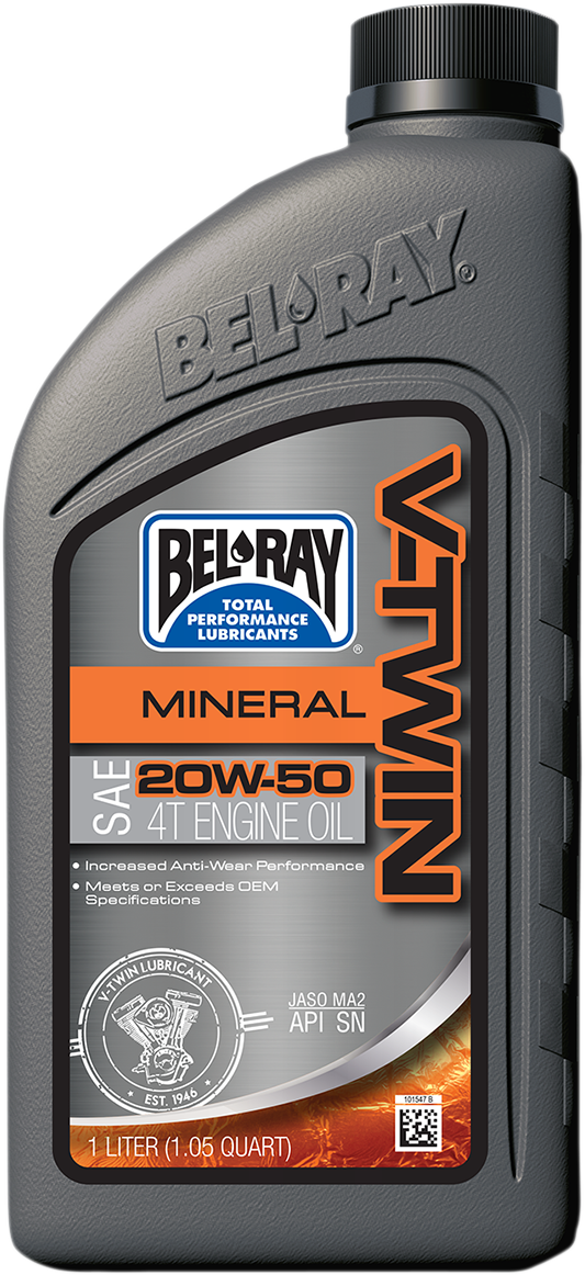 Bel Ray Single SAE 20W-50 Conventional Mineral V-Twin Engine Oil for Harley