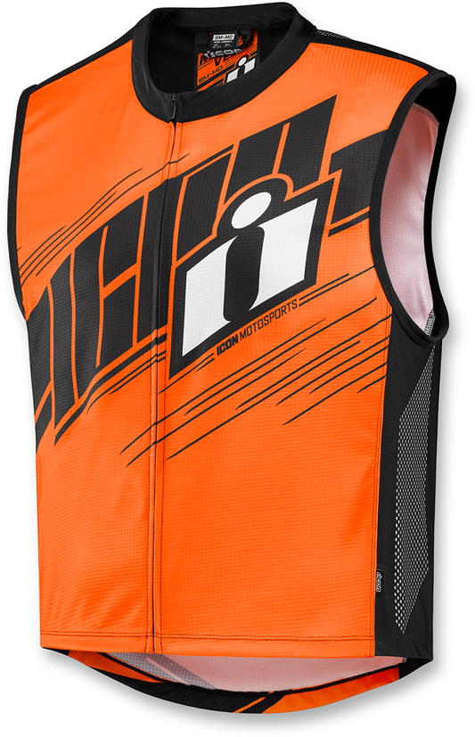 Icon Mens Orange Textile Military Reflective Mil Spec 2 Motorcycle Riding Vest