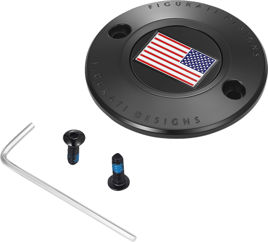 Figurati Designs American Flag Black Timing Points Cover for 2017-2023 Harley M8