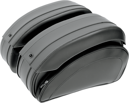 Saddlemen Black Leather Zipper Twist-lock Deluxe Saddlebags Harley FXST FXR FXD