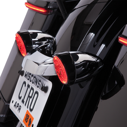 Ciro Fang Black Rear Dual LED Red Turn Signal Inserts fits 2007-2024 Harley