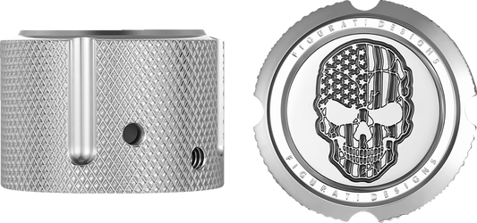 Figurati Designs Skull Flag Front Axle Nut Chrome Covers for 2002-2022 Harley