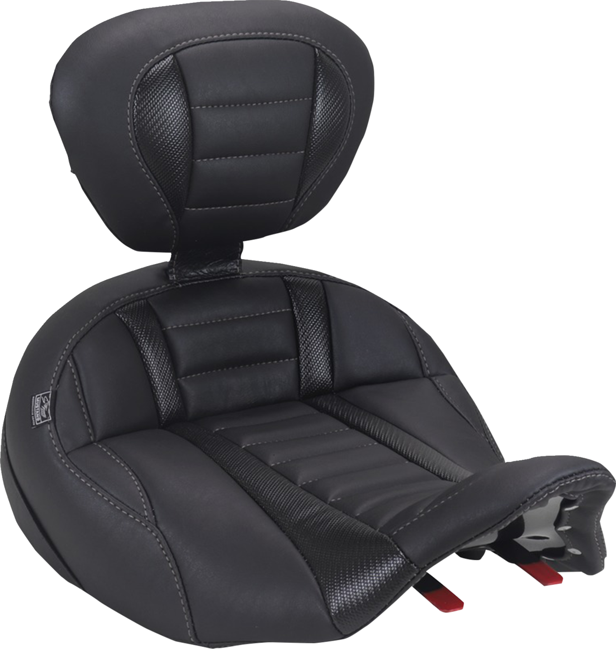 Mustang Deluxe Tour Gray Stitch Solo Seat & Backrest for 2023-26 Harley Touring