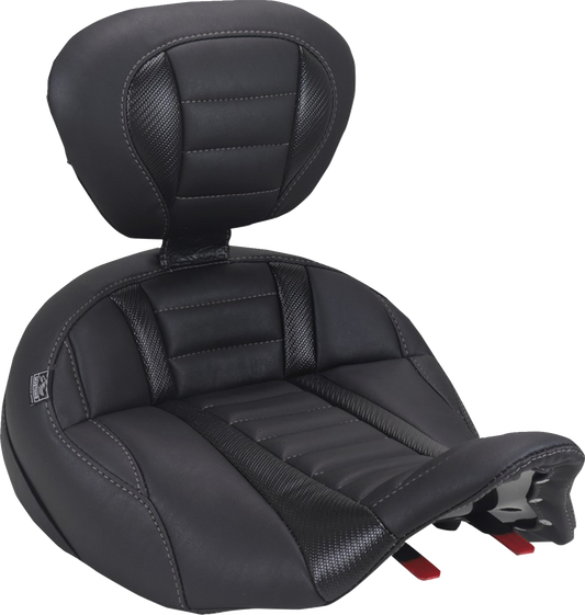 Mustang Deluxe Tour Gray Stitch Solo Seat & Backrest for 2023-26 Harley Touring