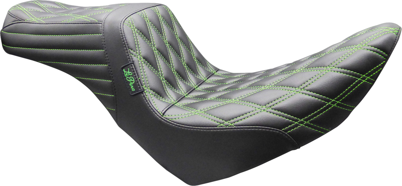 Le Pera Tailwhip Green Diamond Stitch Seat fits 2018-2026 Harley Softail FXLR