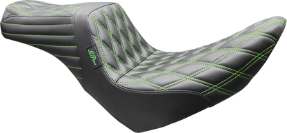 Le Pera Tailwhip Green Diamond Stitch Seat fits 2018-2026 Harley Softail FXLR