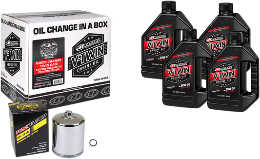 Maxima Twin Cam Quick Change Oil Kit Chrome Filter for 99-17 Harley Touring FLHX