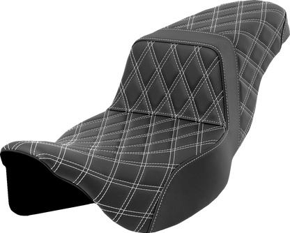 Saddlemen Step Up White Lattice Extended Gel Seat fits 2008-2025 Harley Touring