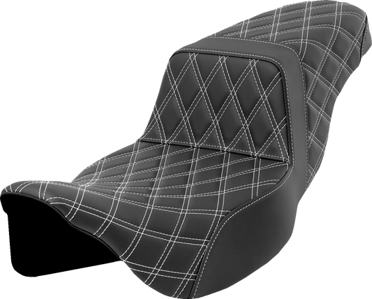 Saddlemen Step Up White Lattice Extended Gel Seat fits 2008-2024 Harley Touring