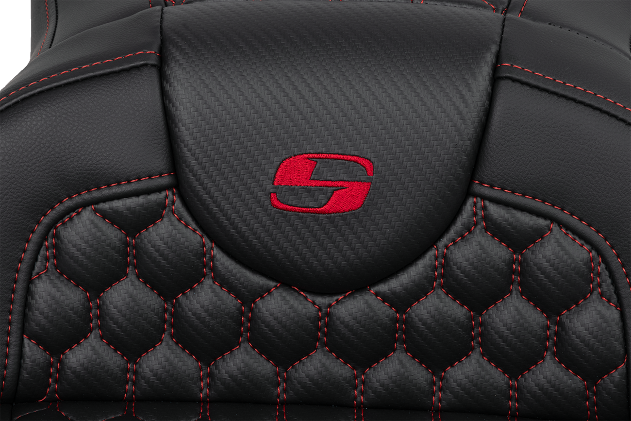 Saddlemen Roadsofa Red Honeycomb Extended Gel Seat for 2008-2025 Harley Touring
