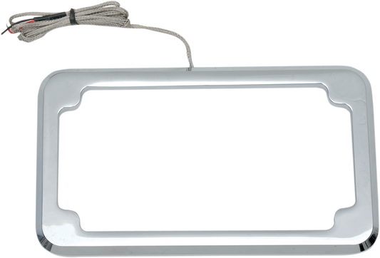 Cycle Visions Chrome Flat Rear Lighted License Plate Frame fits Harley