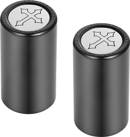 Figurati Designs Cross Black Long Magnetic Docking Hardware Covers for Harley