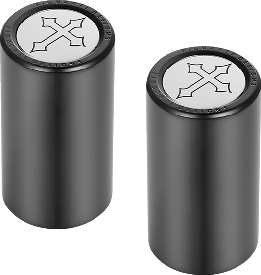 Figurati Designs Cross Black Long Magnetic Docking Hardware Covers for Harley