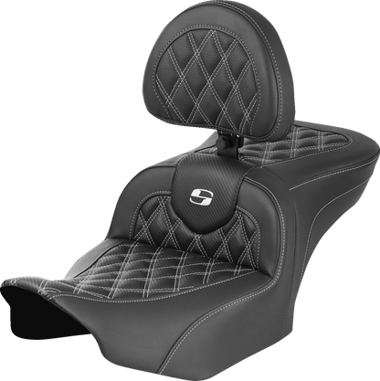 Saddlemen Roadsofa White Carbon Lattice Gel Seat & Backrest 23-26 Harley Touring