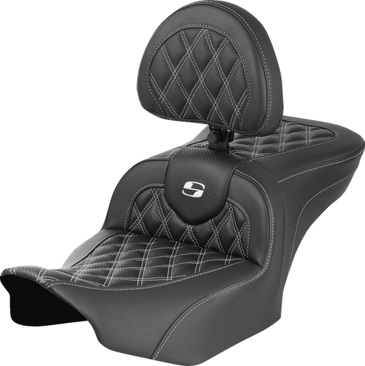 Saddlemen Roadsofa White Carbon Lattice Gel Seat & Backrest 23-25 Harley Touring