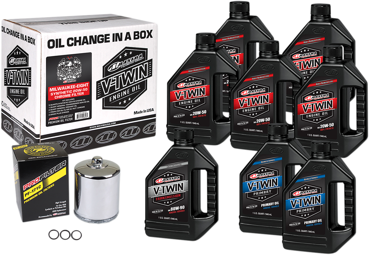 Maxima M8 Oil Change Kit & Chrome Filter 2017-2021 Harley Touring Softail Models