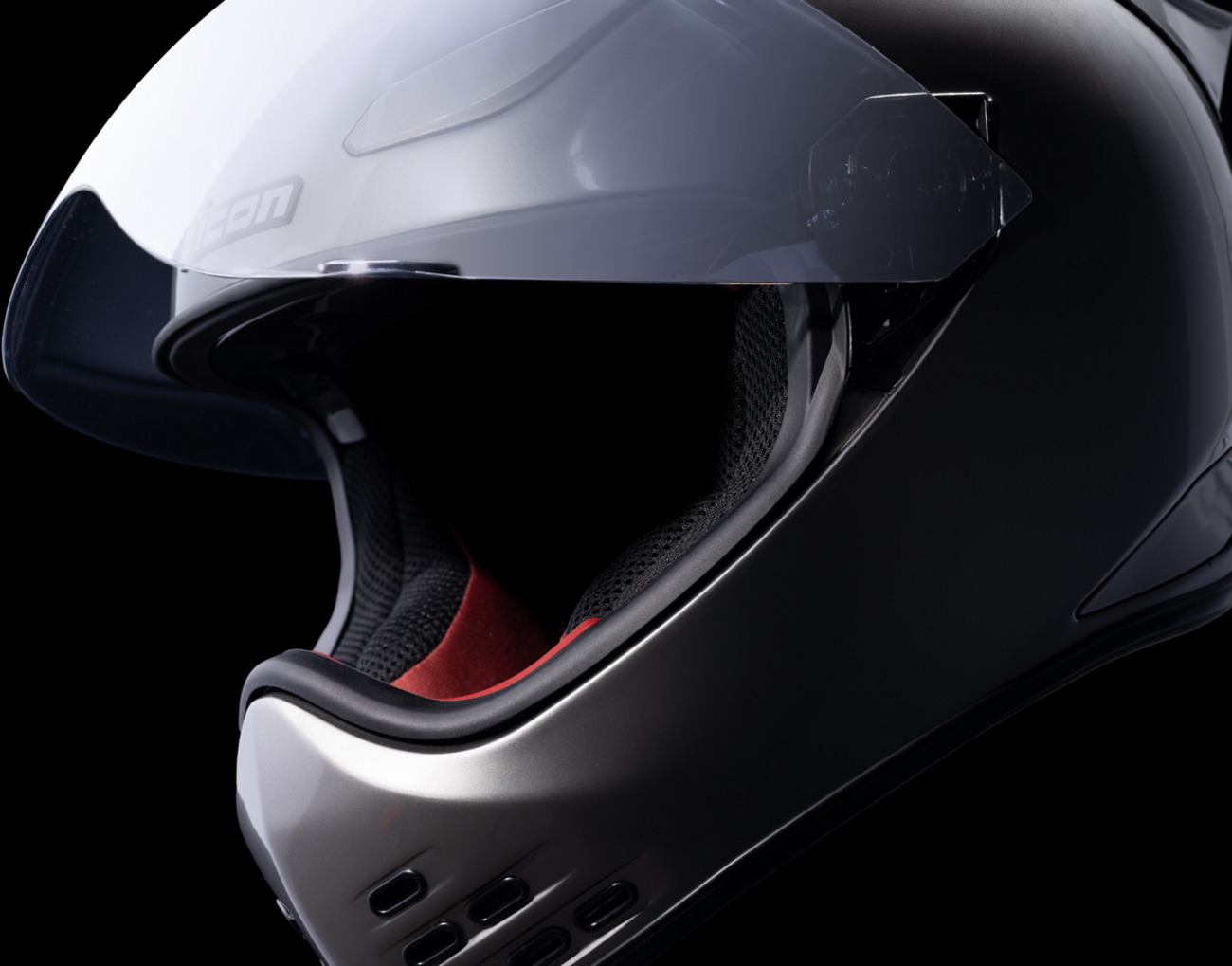 Icon Domain Cornelius Silver Unisex Adult Motorcycle Street Full Face Helmet