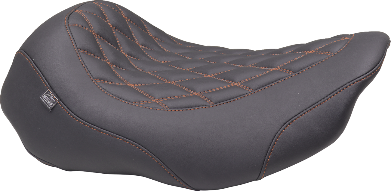 Mustang Wide Tripper Orange Diamond Solo Seat 2023-2025 Harley Road Street Glide