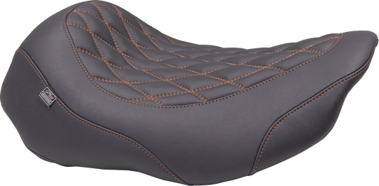 Mustang Wide Tripper Orange Diamond Solo Seat 2023-2025 Harley Road Street Glide