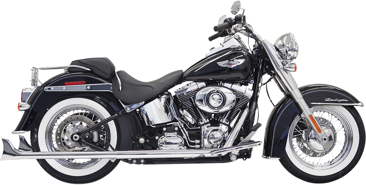 Bassani Chrome True Dual 33" Fishtail Full Exhaust 2007-17 Harley Softail FLSTNI