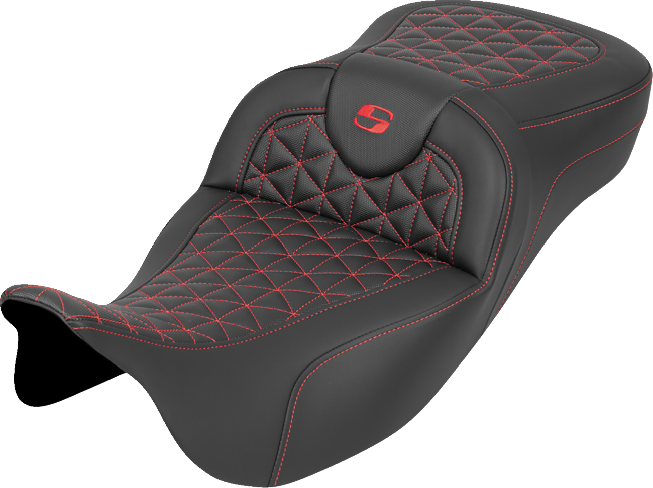 Saddlemen Roadsofa Red Tri Gripper Extended Seat for 2008-2024 Harley Touring