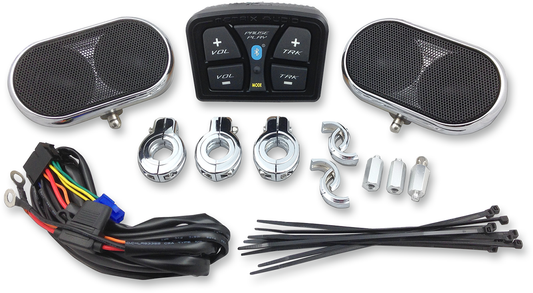 Hogtunes Black UTV Side by Side Offroad Universal Handlebar Speaker Audio Kit