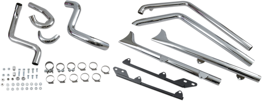 Bassani Fishtail True Dual Exhaust System without Baffles 2007-17 Harley Softail