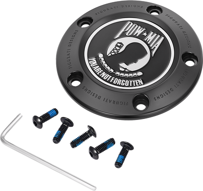 Figurati Designs POW-MIA Stainless Steel Black Timing Cover for 1999-2017 Harley