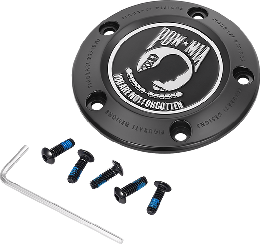 Figurati Designs POW-MIA Stainless Steel Black Timing Cover for 1999-2017 Harley
