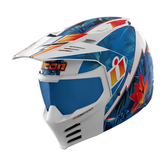 Icon Elsinore Kaonohi Blue Unisex Adult Modular Motorcycle Race Street Helmet