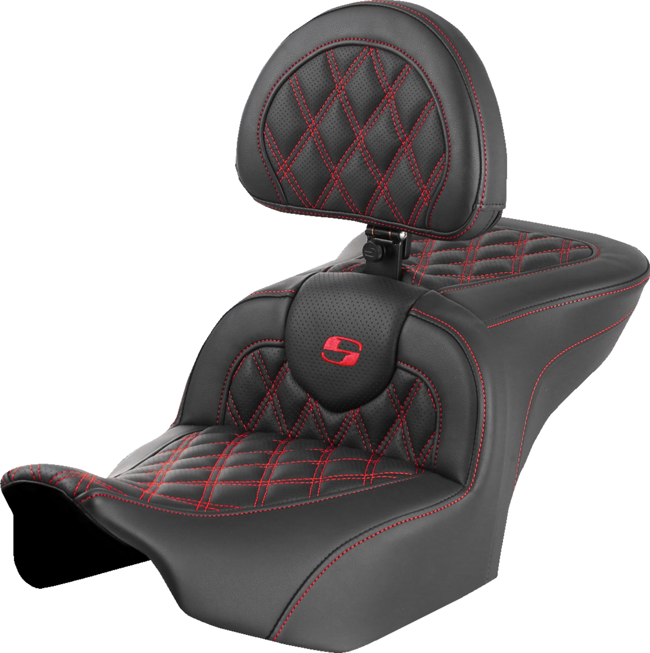 Saddlemen Roadsofa Red Lattice Gelcore Seat w/ Backrest 2023-2025 Harley Touring