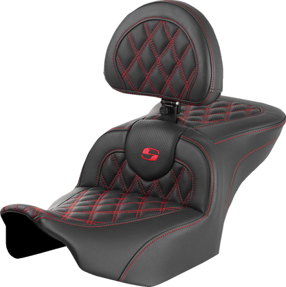 Saddlemen Roadsofa Red Lattice Gelcore Seat w/ Backrest 2023-2026 Harley Touring