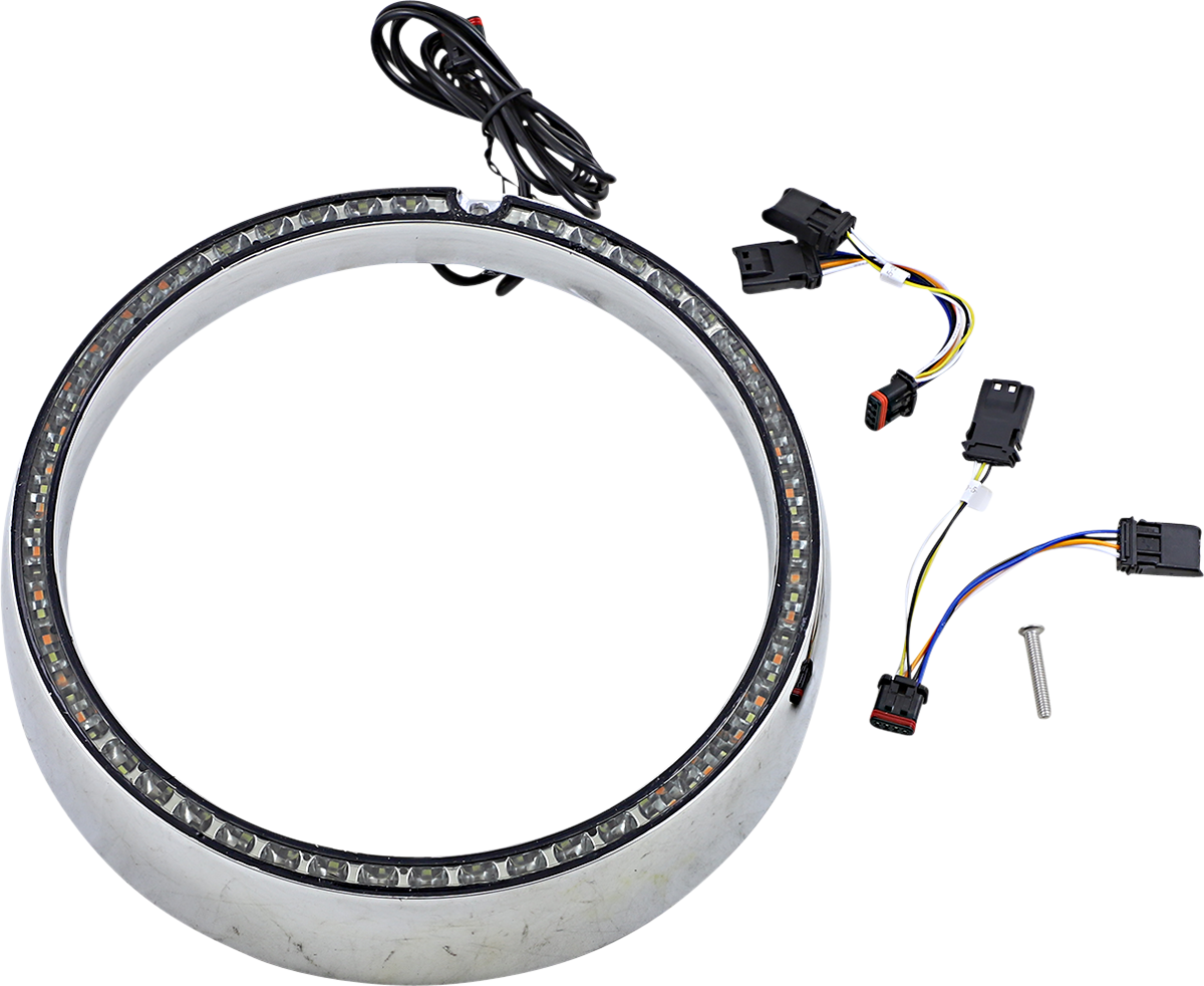 Custom Dynamics Chrome Sequential LED Headlight Trim 2014-2024 Harley Touring