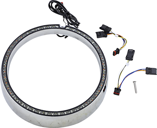 Custom Dynamics Chrome Sequential LED Headlight Trim 2014-2024 Harley Touring