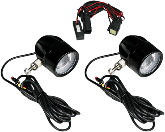 Custom Dynamics ProBEAM LED Black Front Fog Light Kit 2010-13 Harley Touring CVO