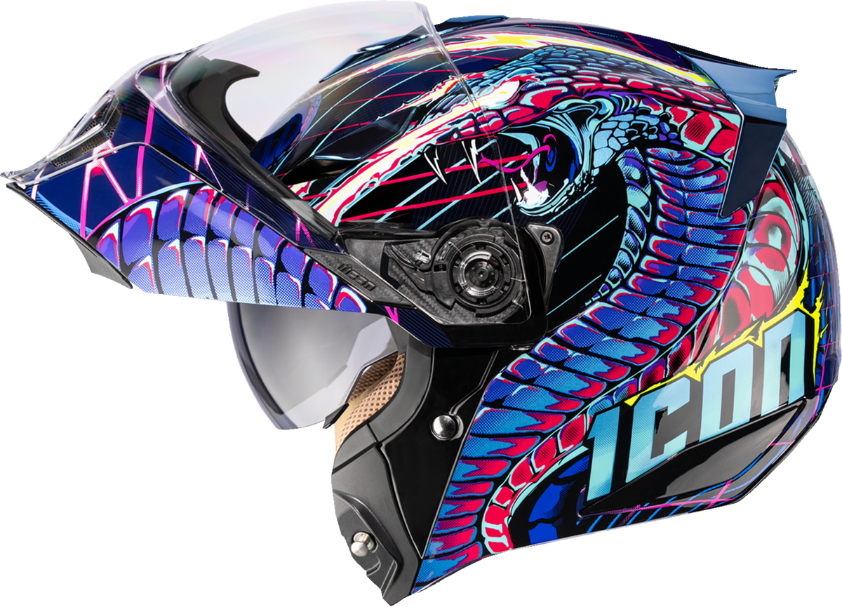 Icon Threshold Synthwave Lazer Cobra Modular Full Face Adult Motorcycle Helmet